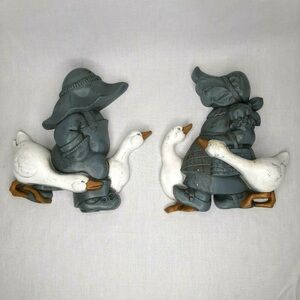 Charming Gray and White Goose Figurines